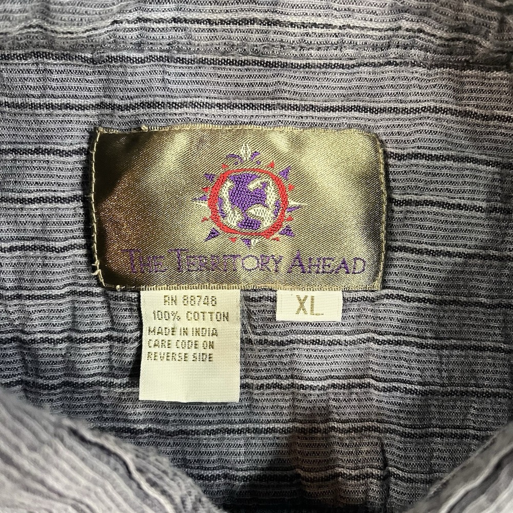 VTG Territory Ahead Textured Stripe Shirt XL Cotton Button Down Rugged Casual - Picture 2 of 10